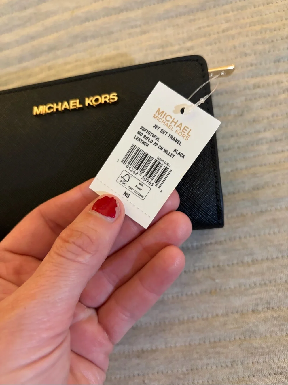 Michael Kors Jet Set Travel Medium Bifold Zip Coin Wallet Black Leather NWT
